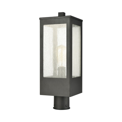 Angus 1-Light Outdoor Post Mount in Charcoal with Seedy Glass Enclosure