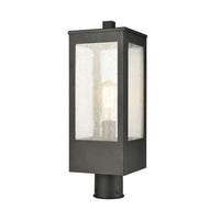 Angus 1-Light Outdoor Post Mount in Charcoal with Seedy Glass Enclosure