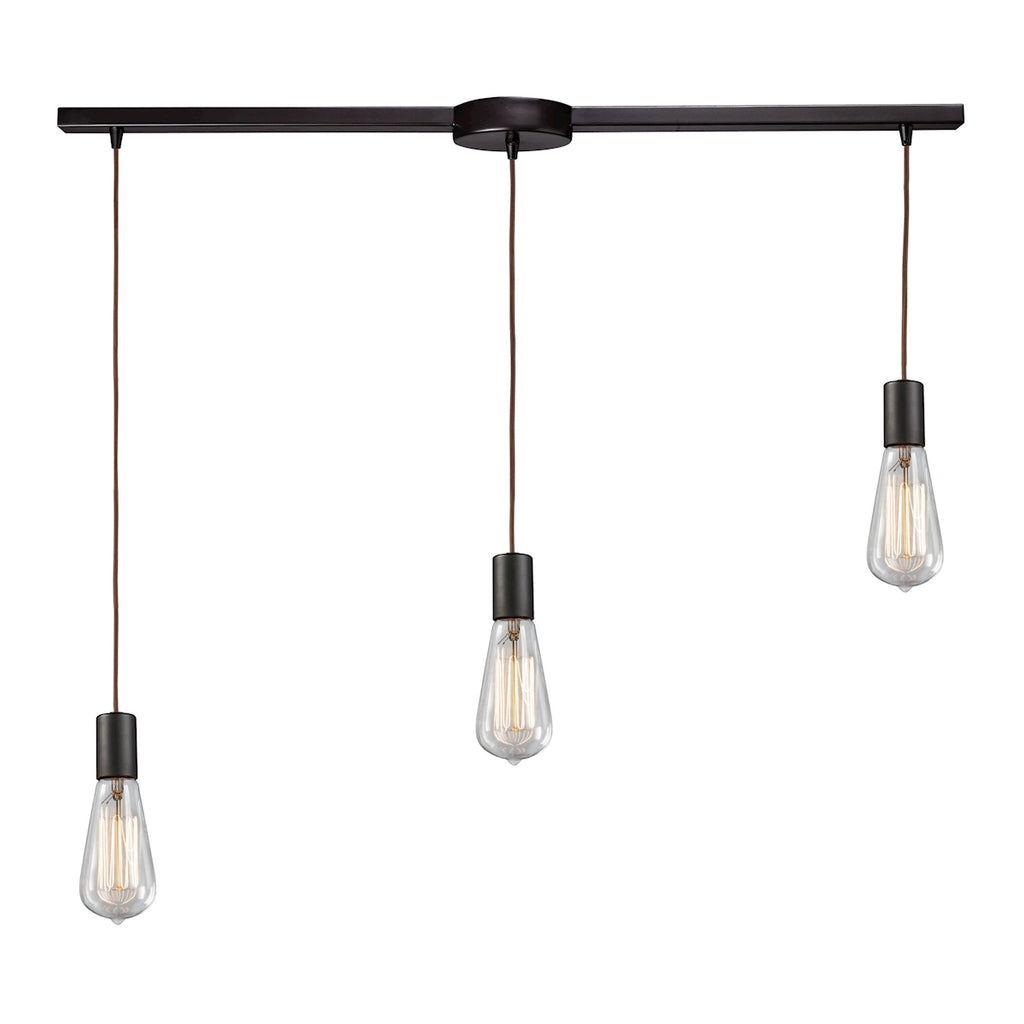 Menlow Park 3-Light Linear Pendant in Oiled Bronze