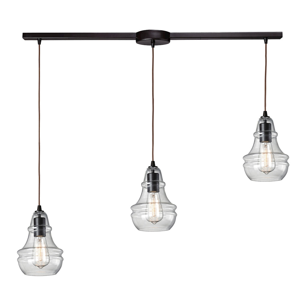 Menlow park 3- Light Pendant in Oiled Bronze
