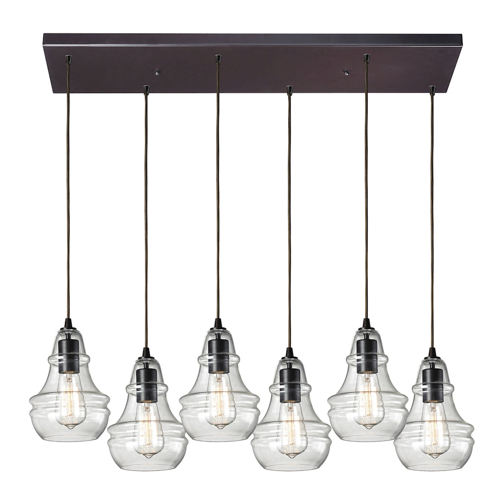 Menlow park 6- Light Pendant in Oiled Bronze