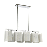 Santa Barbara 8-Light Island Light in Polished Chrome with White Perforated Metal