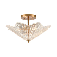 Radiance 4-Light Semi Flush in Satin Brass with Clear Textured Glass