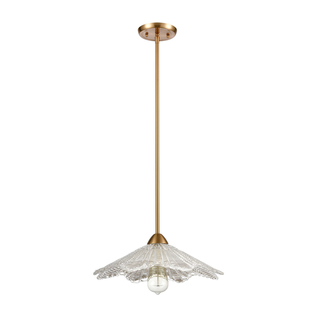 Radiance 1-Light Pendant in Satin Brass with Clear Textured Glass