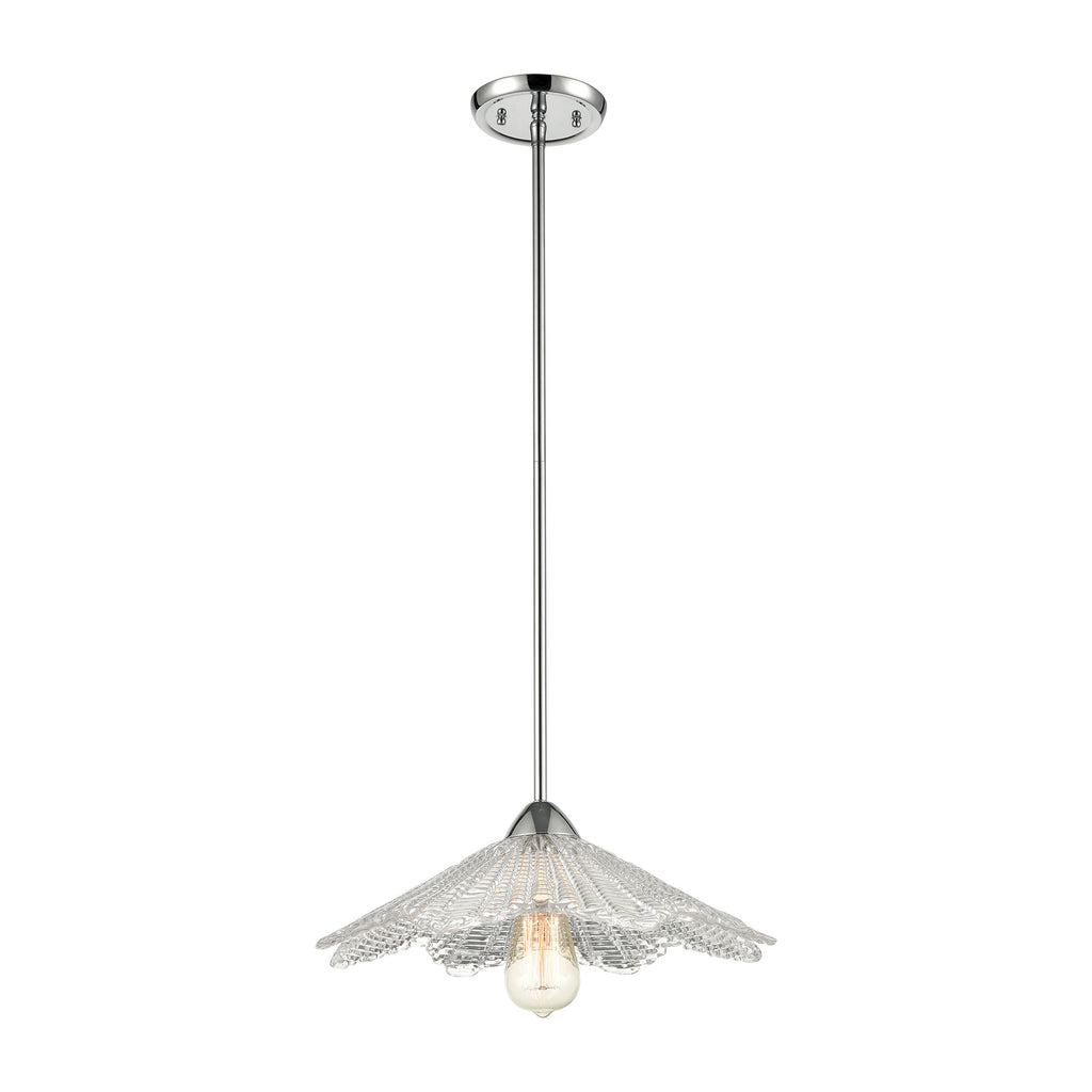 Radiance 1-Light Pendant in Polished Chrome with Clear Textured Glass