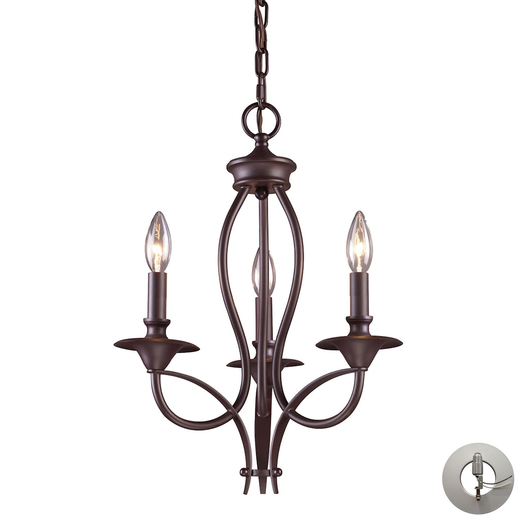 Medford 3 Light Chandelier in Oiled Bronze - Includes Adapter Kit