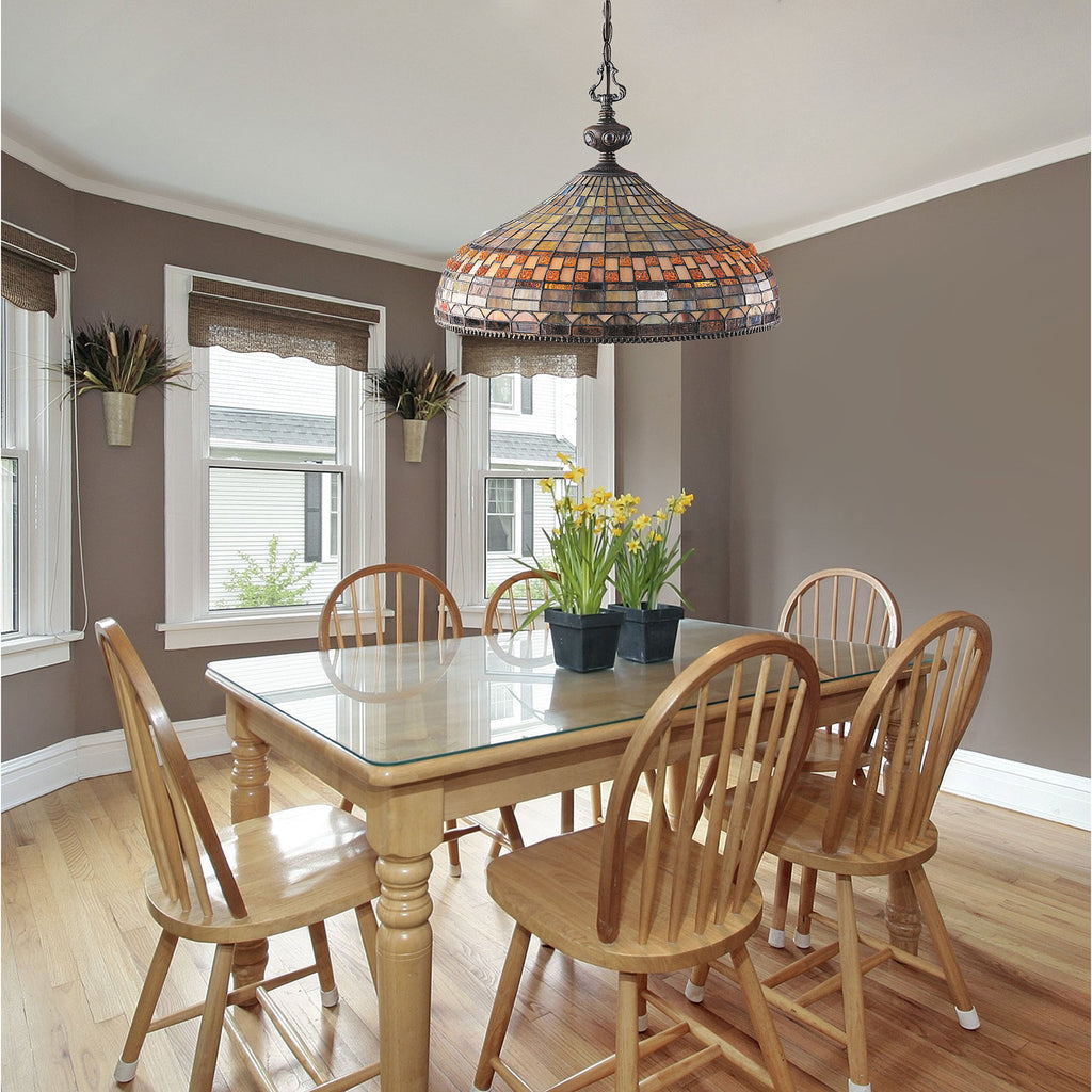 Jewelstone 3-Light Chandelier in Classic Bronze with Tiffany Style Glass