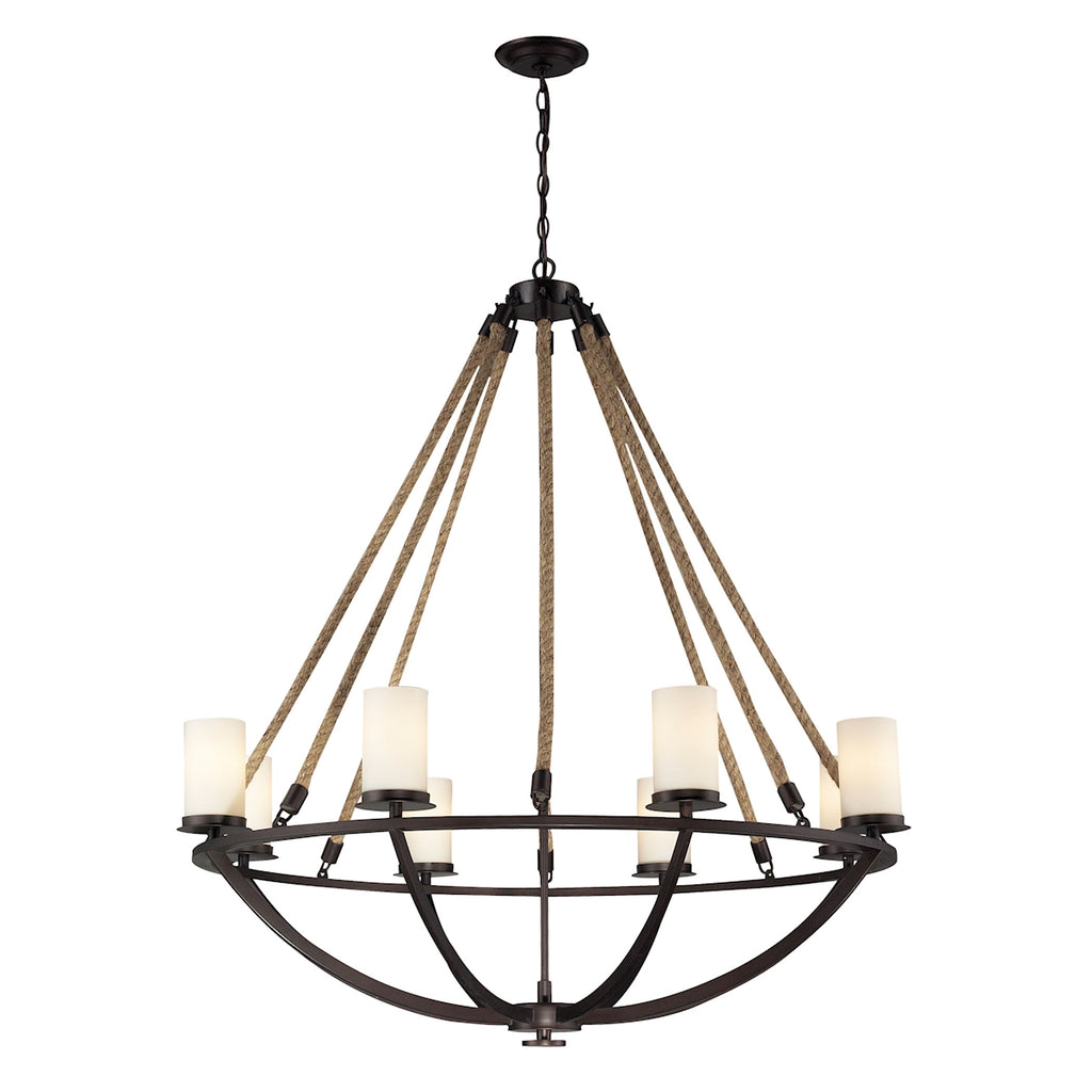 8 light chandelier in Aged Bronze