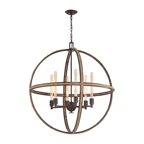 Natural Rope 6 Light Chandelier in Oil Rubbed Bronze