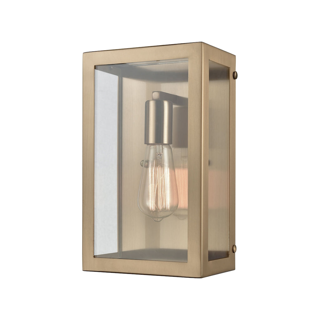 Parameters 1 Light Sconce in Satin Brass with Clear Glass
