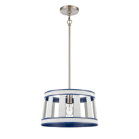 White Burlap 14'' Wide 1-Light Pendant - Ocean Blue