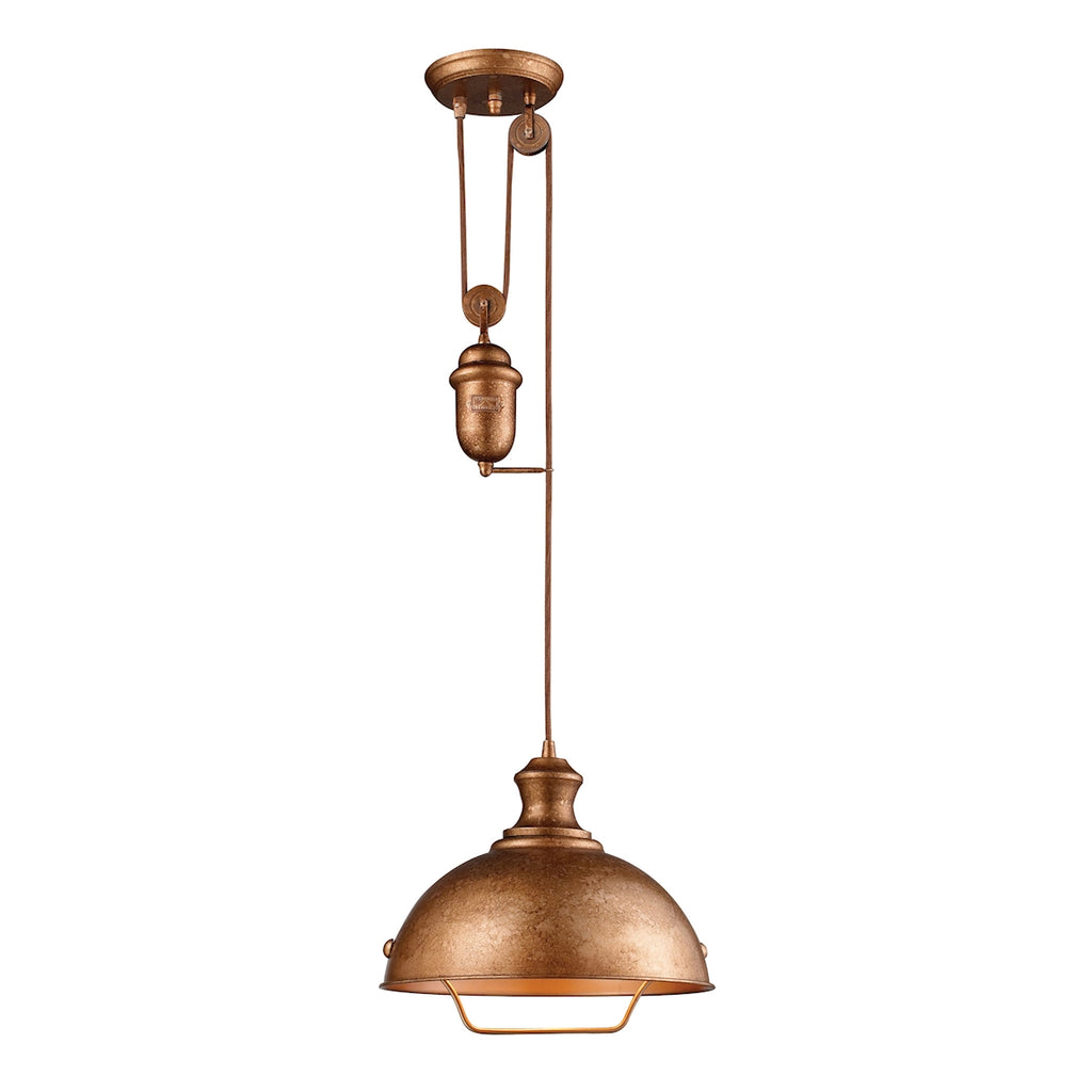 Farmhouse 1-Light Adjustable Pendant in Bellwether Copper