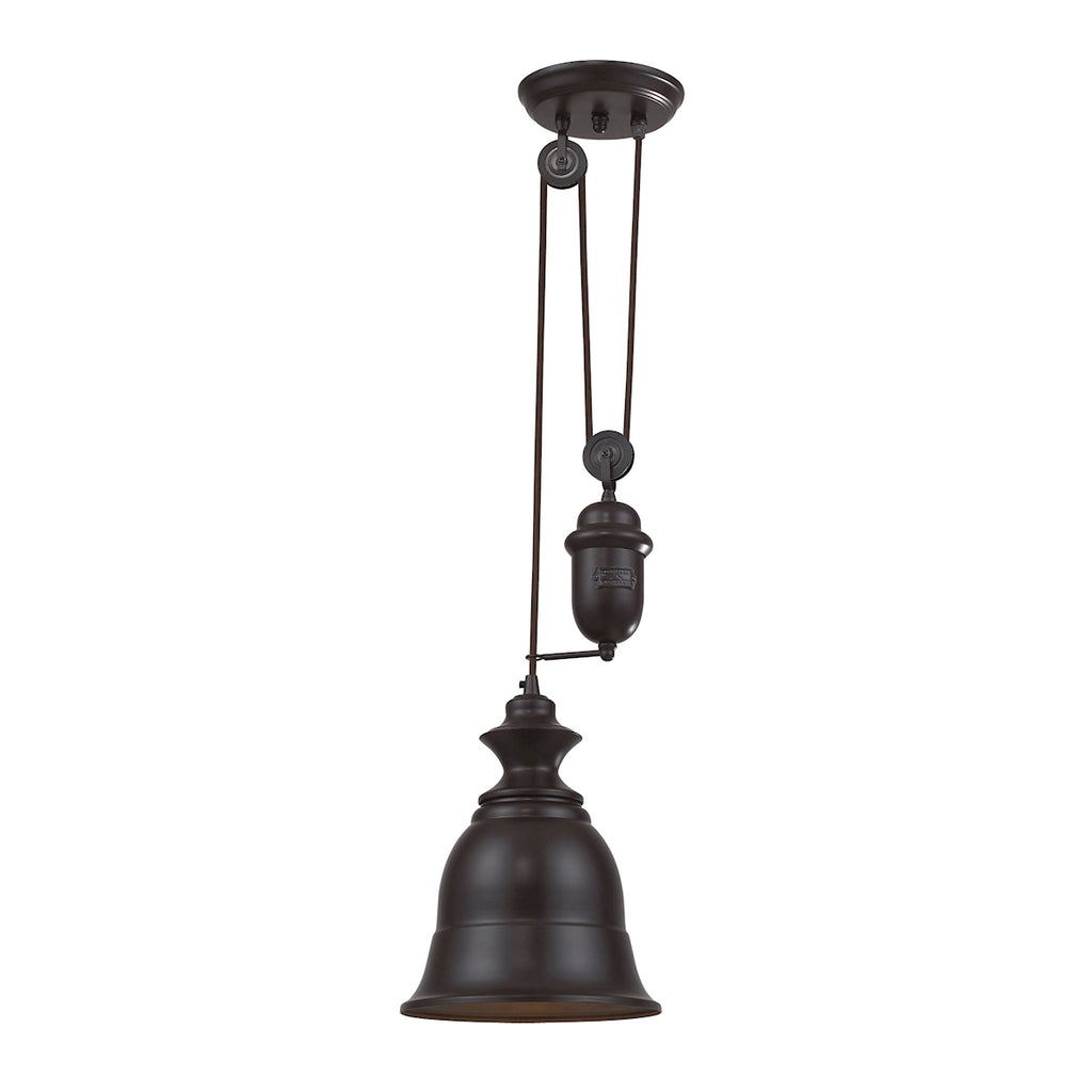 Farmhouse 1-Light Adjustable Mini Pendant in Oiled Bronze