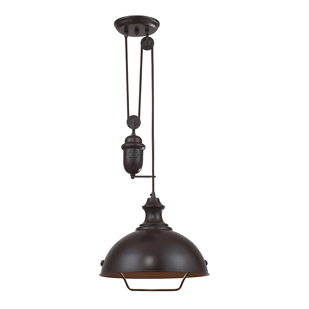 Farmhouse 1-Light Adjustable Pendant in Oiled Bronze
