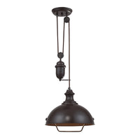 Farmhouse 1-Light Adjustable Pendant in Oiled Bronze