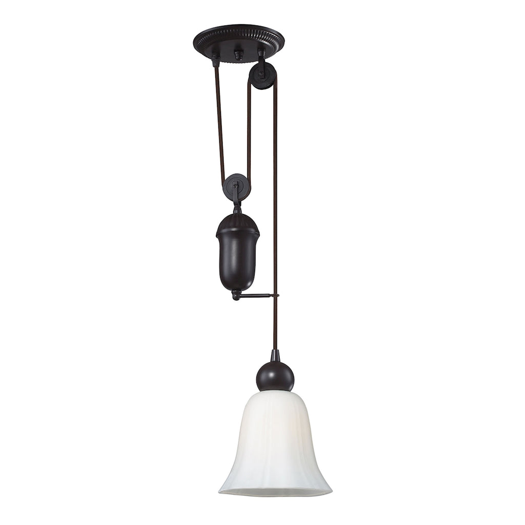 Farmhouse 1-Light Adjustable Pendant in Oiled Bronze