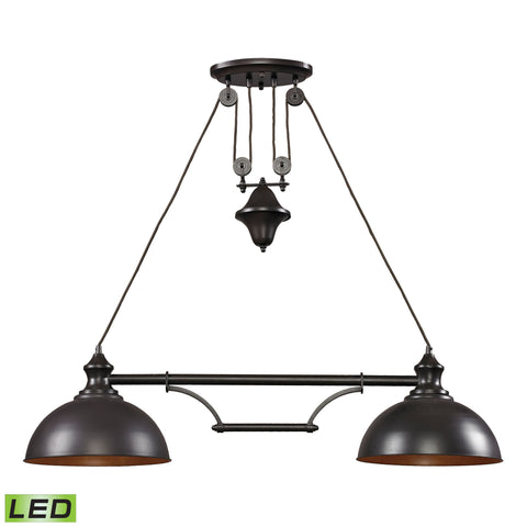 Farmhouse 2 Light Island in Oiled Bronze - LED, 800 Lumens (1600 Lumens Total) with Full Scale Dimmi