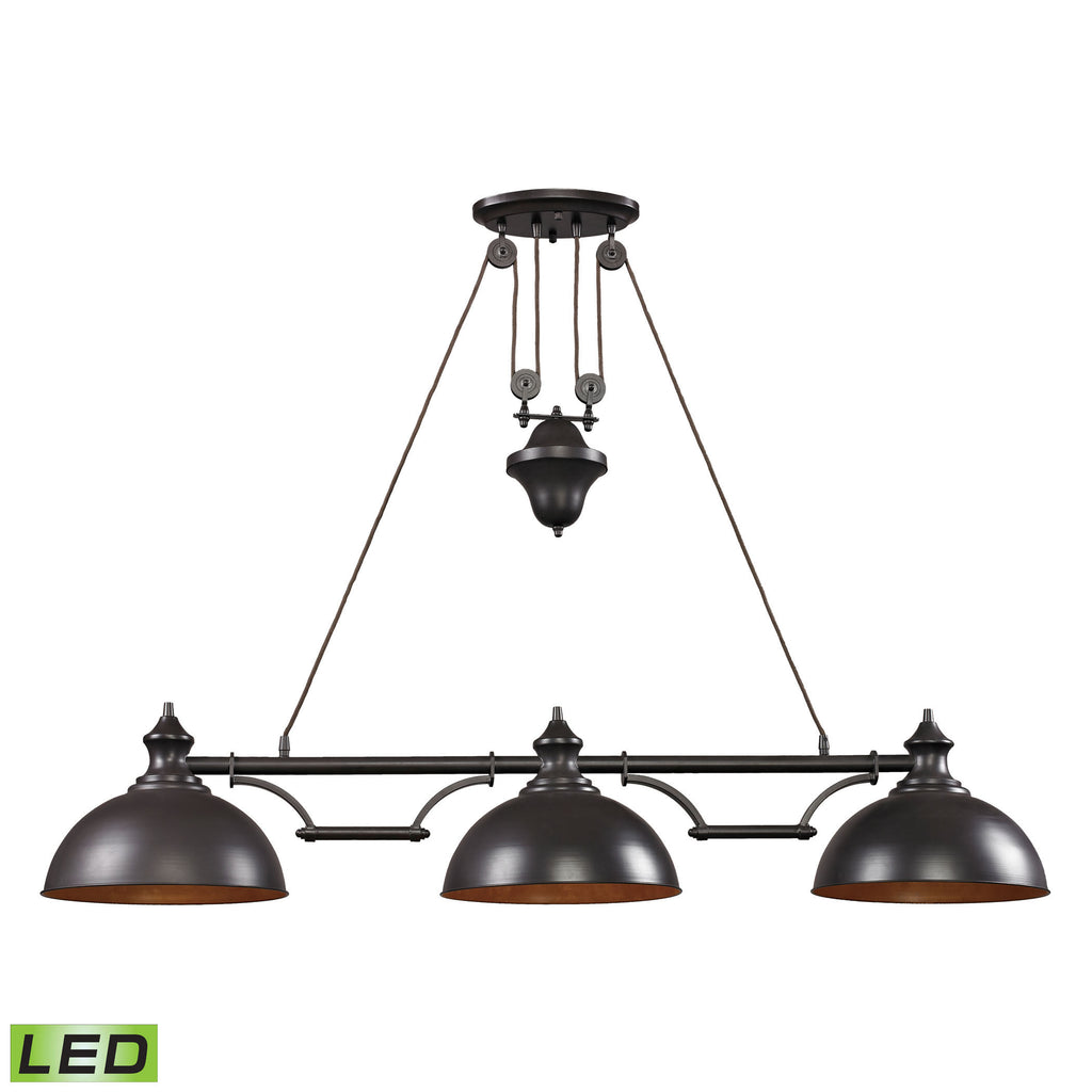 Farmhouse 3 Light Billiard in Oiled Bronze - LED, 800 Lumens (2400 Lumens Total) with Full Scale Dim