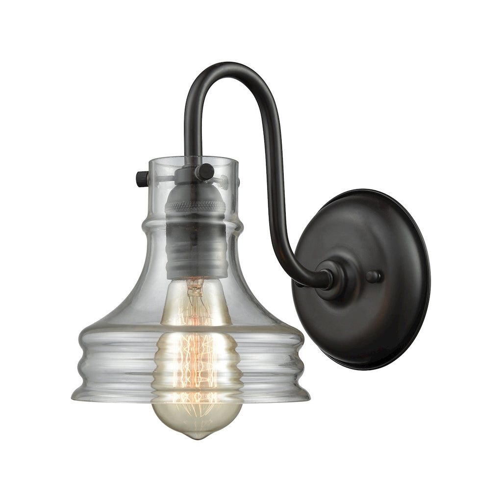 Binghamton 1 Light Wall Sconce in Oil Rubbed Bronze with Clear Glass