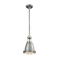 Sylvester 1 Light Pendant in Weathered Zinc and Satin Nickel with Halophane Glass Diffuser