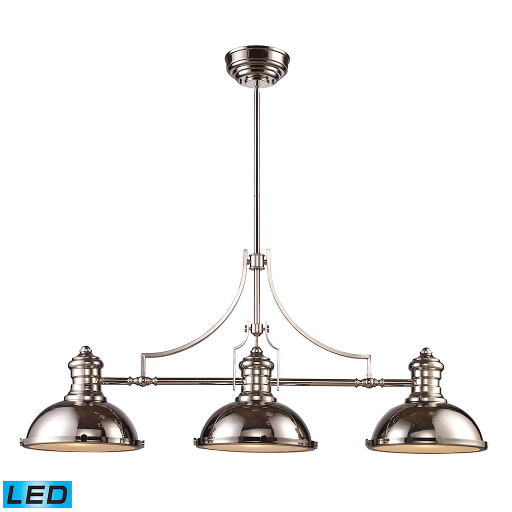 Chadwick 3-Light Billiard/Island Light in Polished Nickel - LED, 800 Lumens (2400 Lumens Total) With