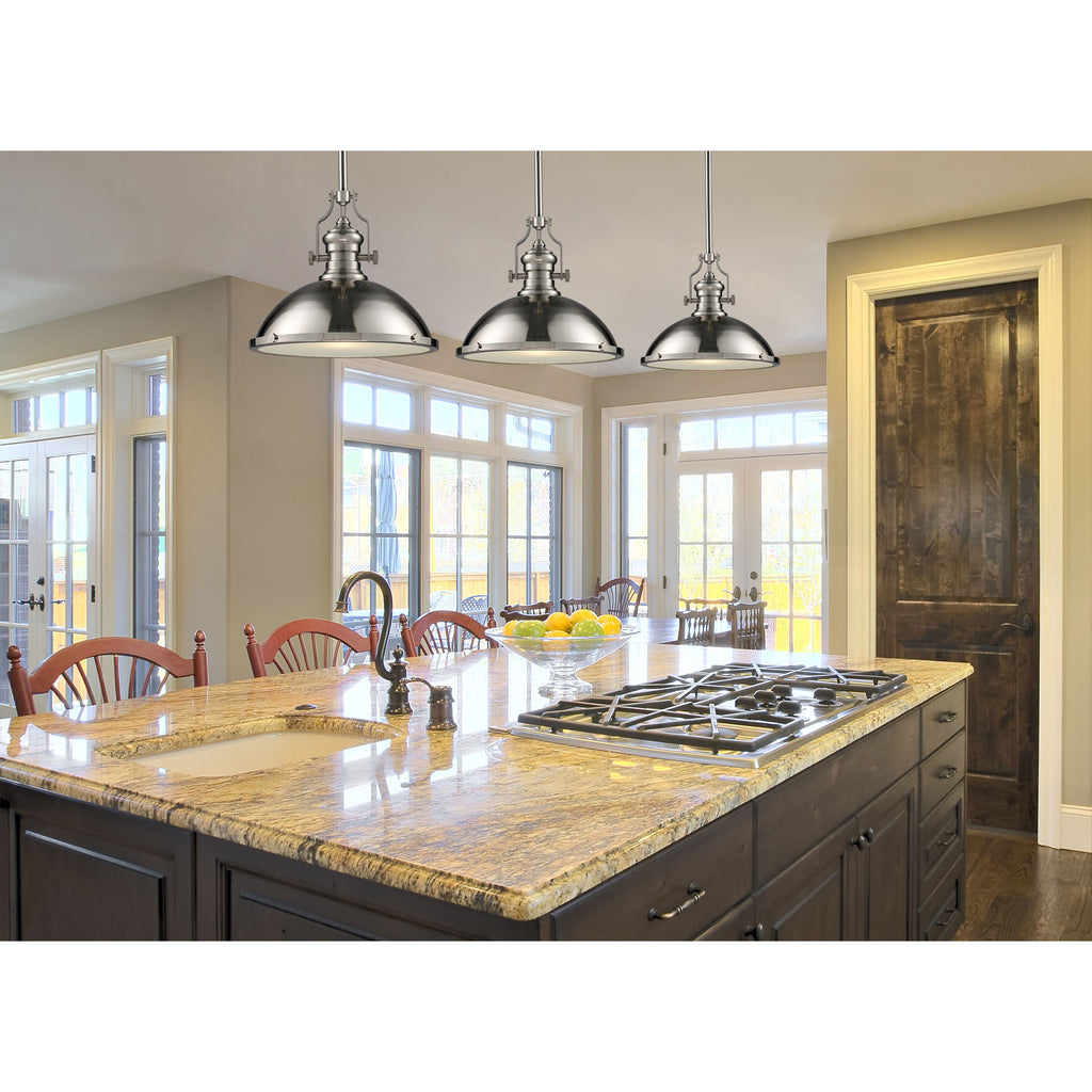 Chadwick 1-Light Pendant in Polished Nickel with Matching Shades
