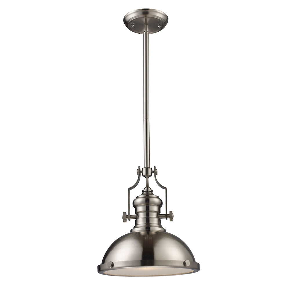 Chadwick 1-Light Pendant in Satin Nickel with Matching Shade