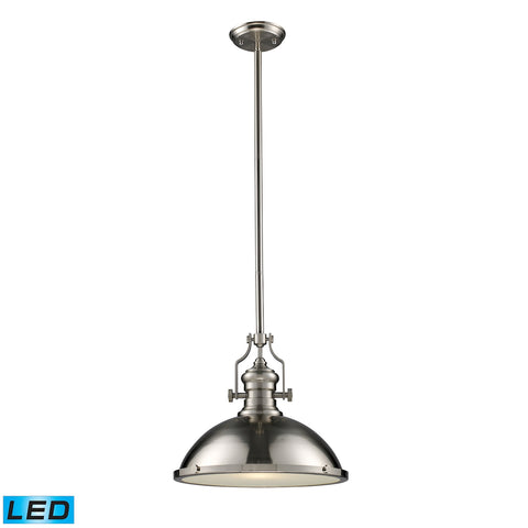 Chadwick 1-Light Pendant in Satin Nickel - LED Offering Up To 800 Lumens (60 Watt Equivalent) with F