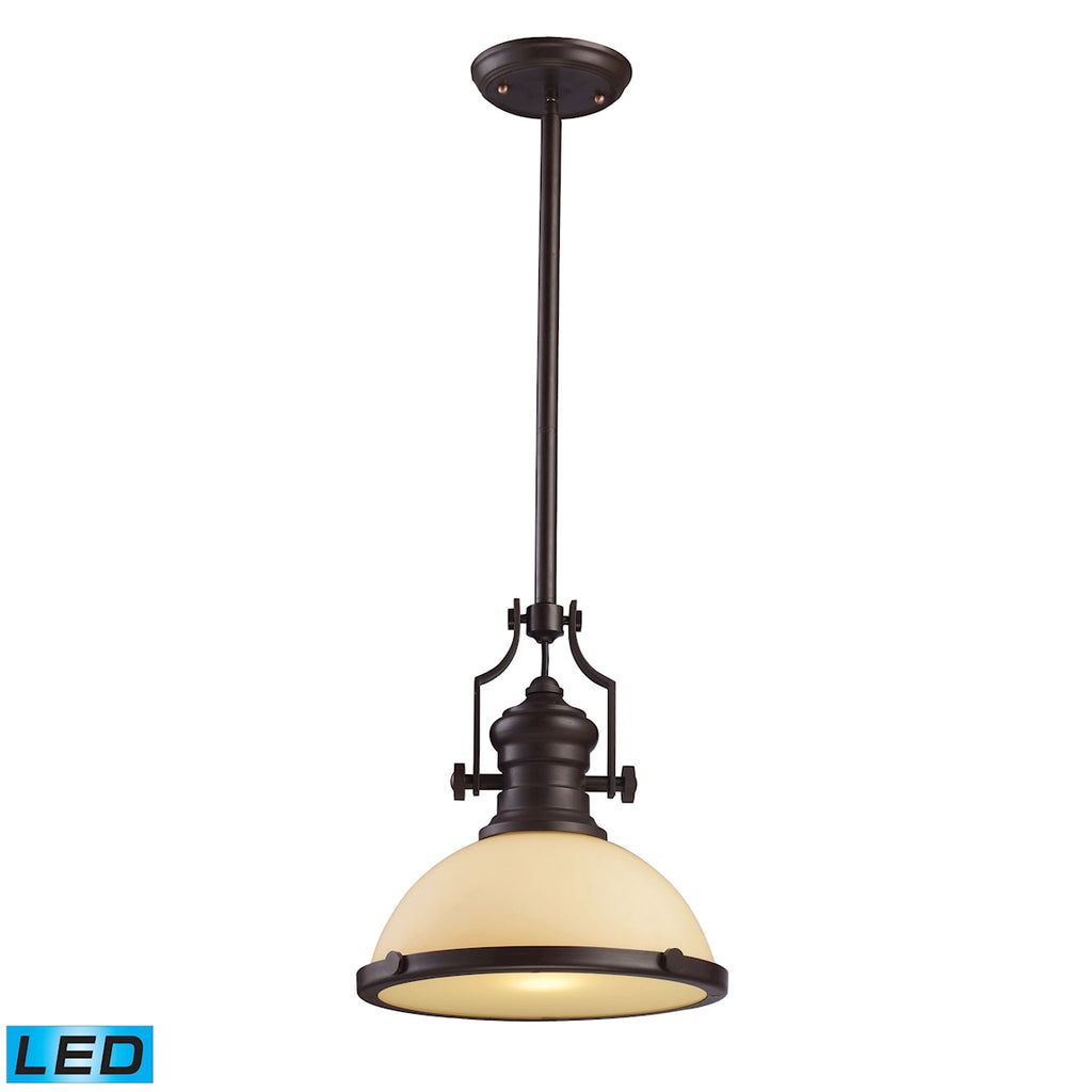 Chadwick 1-Light Pendant in Oiled Bronze with Off-white Glass - LED