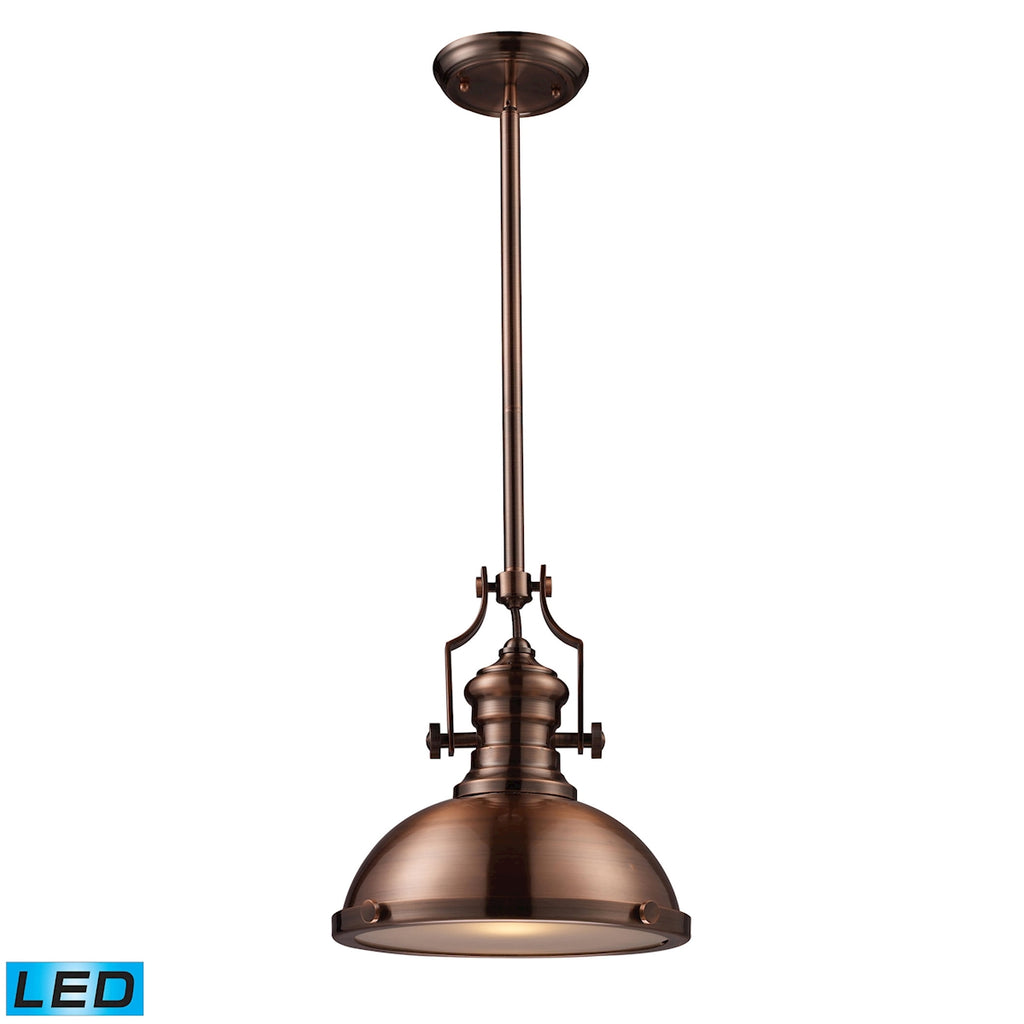Chadwick 1-Light Pendant in Antique Copper - LED Offering Up To 800 Lumens (60 Watt Equivalent) With