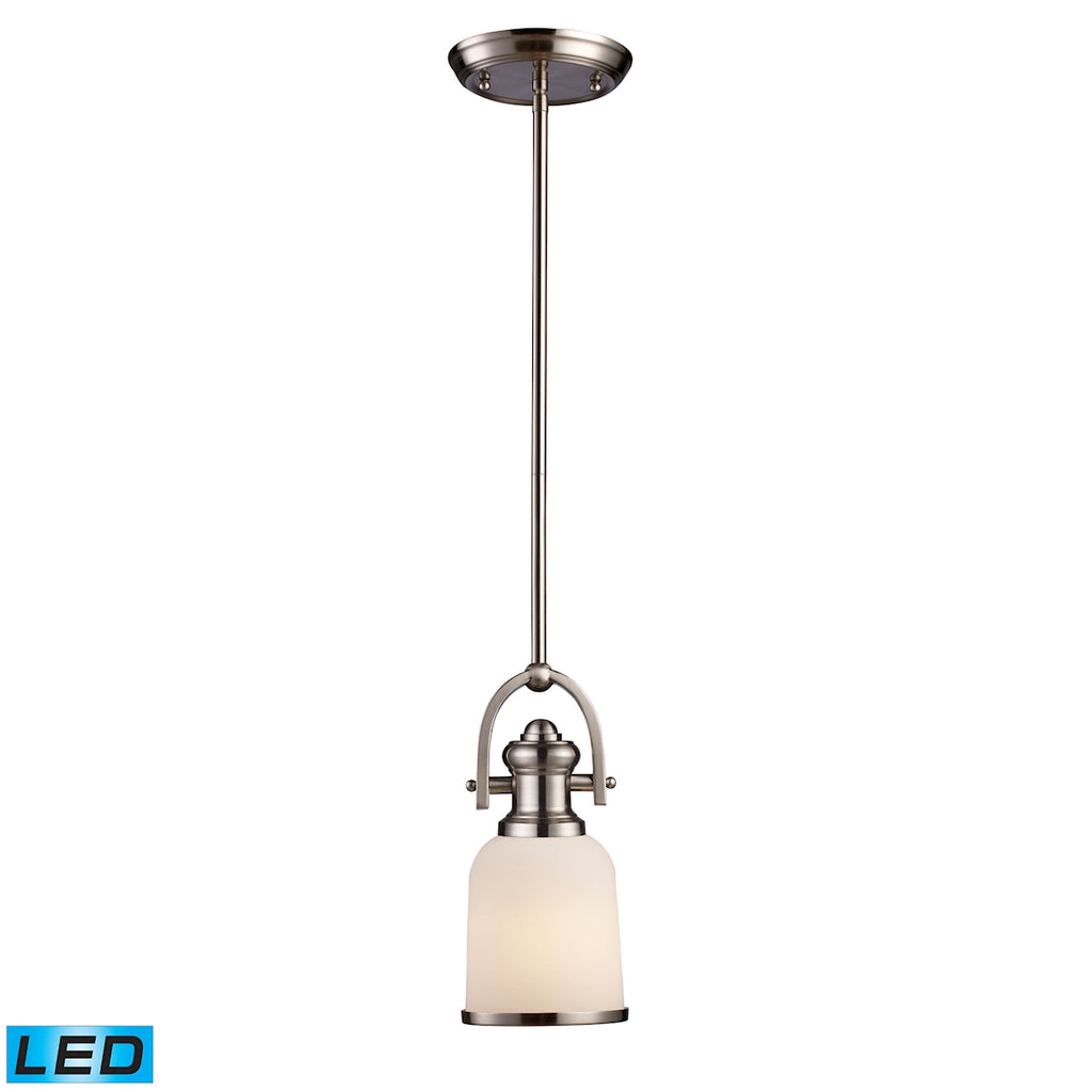 Brooksdale 1-Light Pendant in Satin Nickel - LED Offering Up To 800 Lumens (60 Watt Equivalent) With