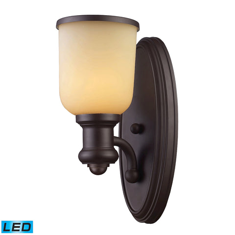 Brooksdale 1-Light Wall Lamp in Oiled Bronze with Amber Glass - Includes LED Bulb                    