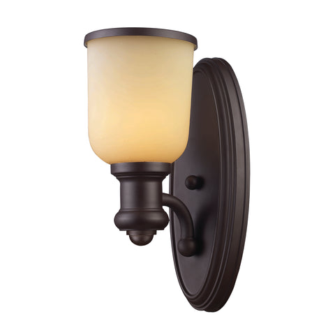 Brooksdale 1-Light Wall Lamp in Oiled Bronze with Amber Glass                                        