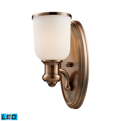 Brooksdale 1-Light Sconce in Antique Copper - LED Offering Up To 800 Lumens (60 Watt Equivalent) Wit