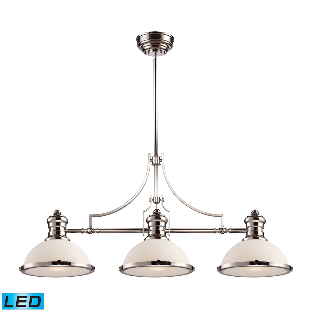 Chadwick 3-Light Island Light in Polished Nickel - LED, 800 Lumens (2400 Lumens Total) with Full Sca