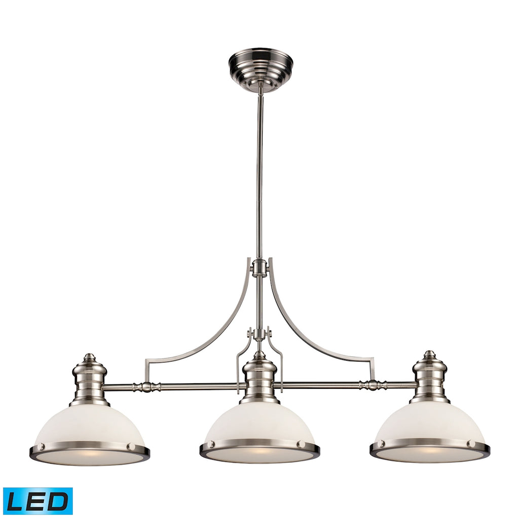 Chadwick 3-Light Island Light in Satin Nickel - LED, 800 Lumens (2400 Lumens Total) with Full Scale