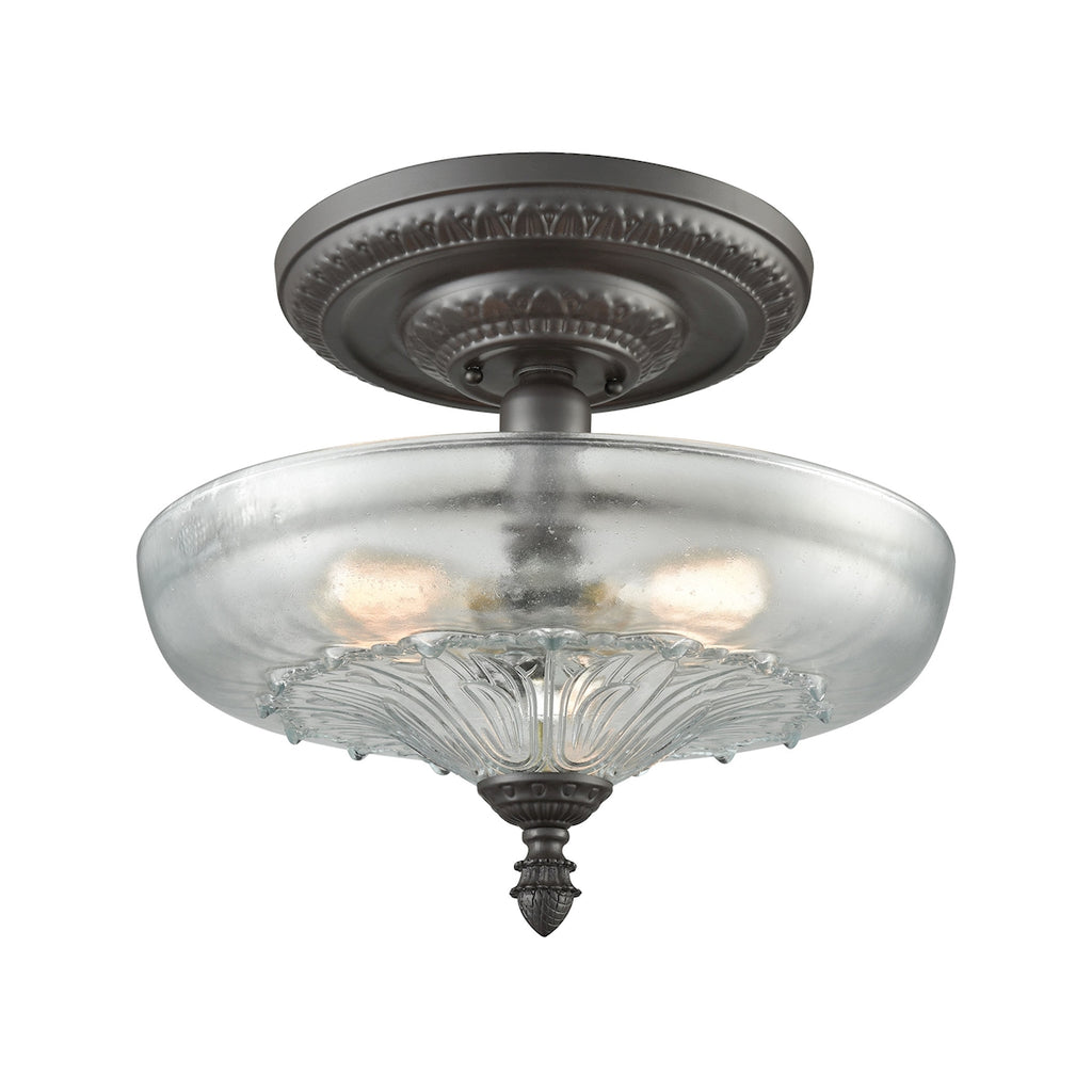 Restoration Flushes 3 Light Semi Flush in Oil Rubbed Bronze with Clear Glass