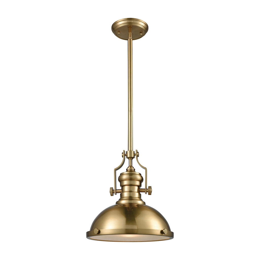 Chadwick 1 Light Pendant in Satin Brass with Frosted Glass Diffuser