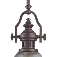 Chadwick 1-Light Mini Pendant in Oiled Bronze with Clear Ribbed Glass