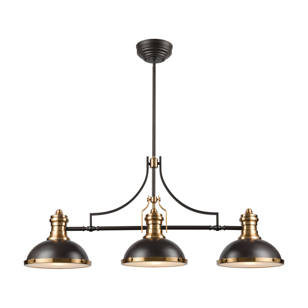Chadwick 3-Light Island Light in Oil Rubbed Bronze with Metal and Frosted Glass
