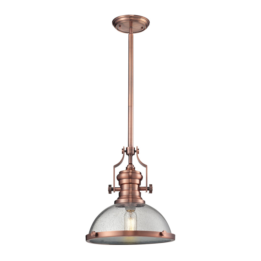 Chadwick 1-Light Pendant in Antique Copper with Smoked Glass