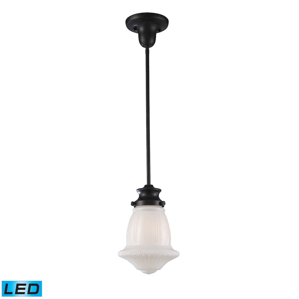 Schoolhouse 1-Light Pendant in Oiled Bronze - LED Offering Up To 800 Lumens (60 Watt Equivalent) Wi