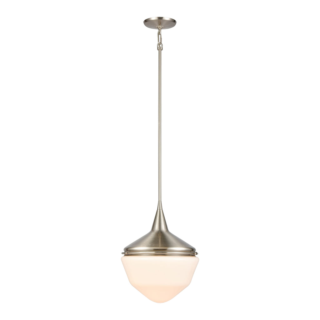 Mid-Century Schoolhouse 12'' Wide 1-Light Mini Pendant - Satin Nickel