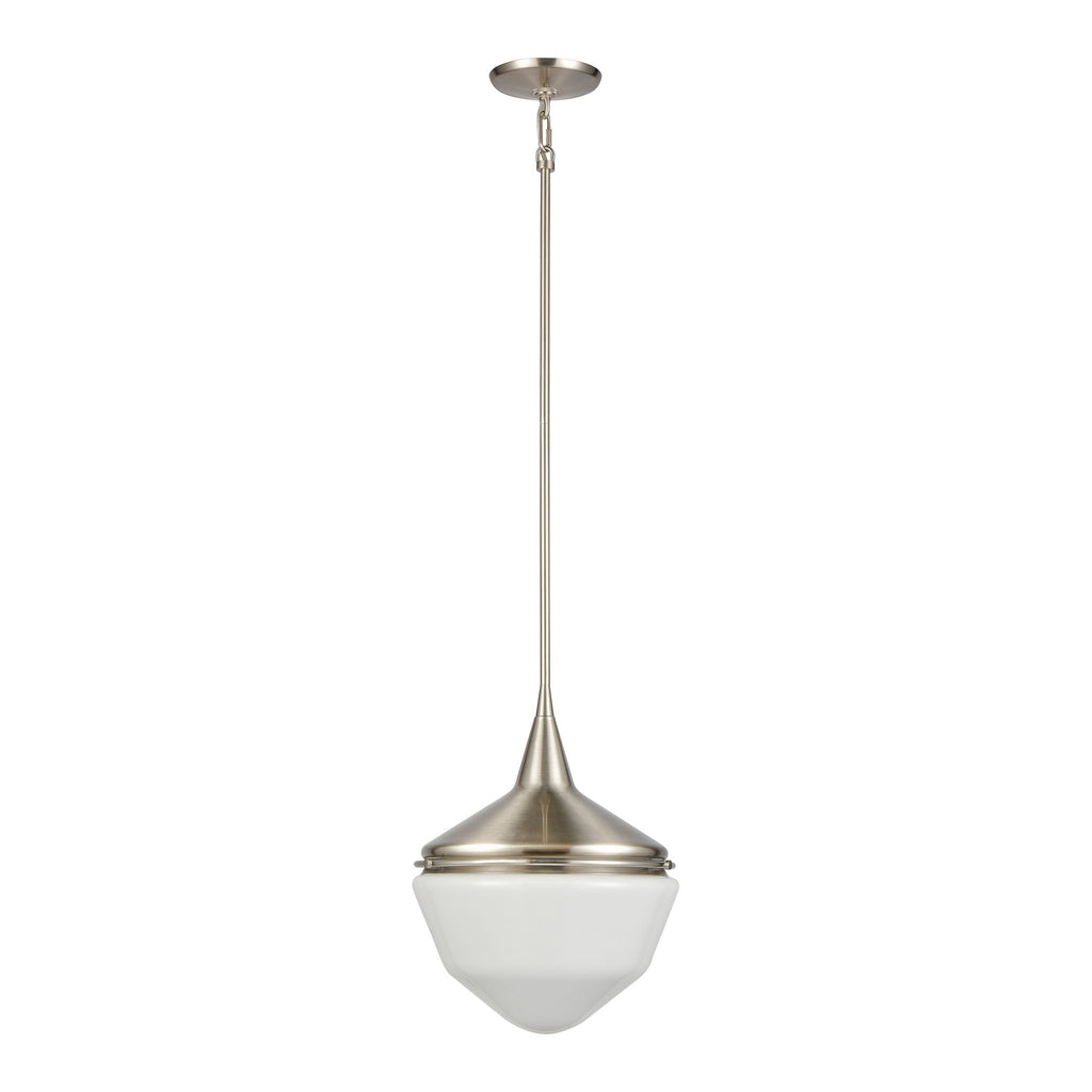 Mid-Century Schoolhouse 12'' Wide 1-Light Mini Pendant - Satin Nickel