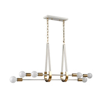 Sabine 42'' Wide 6-Light Linear Chandelier - Textured White with Brushed Gold