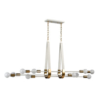 Sabine 58'' Wide 10-Light Linear Chandelier - Textured White with Brushed Gold