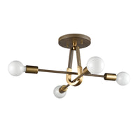 Sabine 20'' Wide 4-Light Semi Flush Mount - Pecan with Brushed Gold