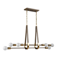 Sabine 42'' Wide 6-Light Linear Chandelier - Pecan with Brushed Gold