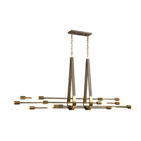 Sabine 72'' Wide 14-Light Linear Chandelier - Pecan with Brushed Gold