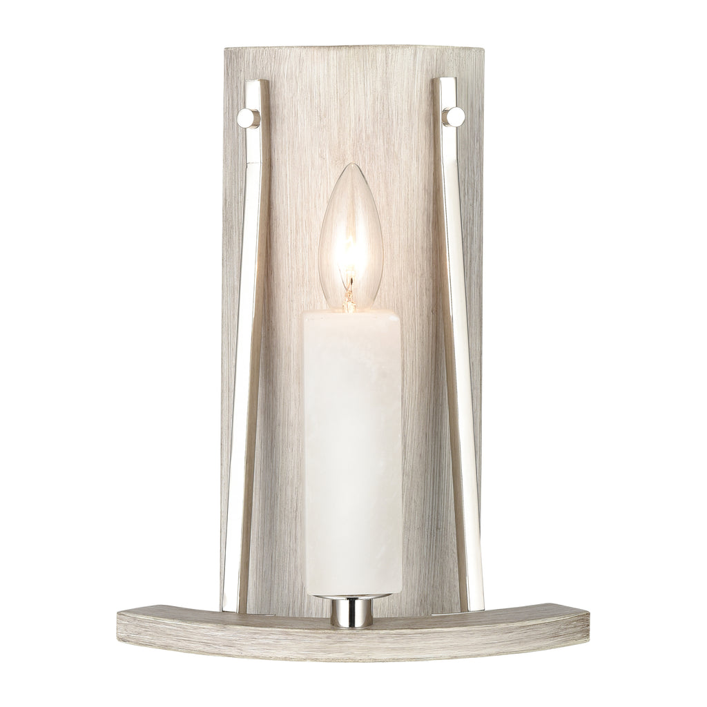 White Stone 12'' High 1-Light Sconce - Polished Nickel